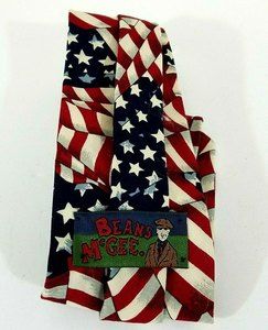 Men's Beans McGee United States Flag Tie Red White and Blue Patriotic 57 Inches
